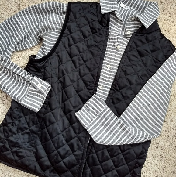 Coldwater Creek Jackets & Blazers - Lightweight Reversible Quilted/Velour Black Vest